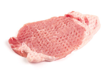 Fresh raw pork chops, isolated on white background