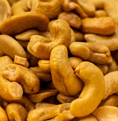 Cashew nuts background, close-up.