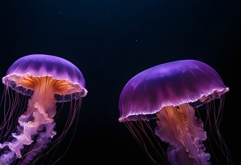 Purple Jellyfish in black background