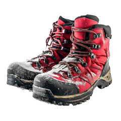 Red and Black Boots Covered in Snow