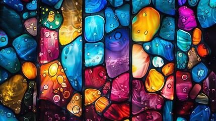 Stained glass window background with colorful abstract.