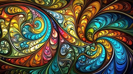 Stained glass window background with colorful abstract.