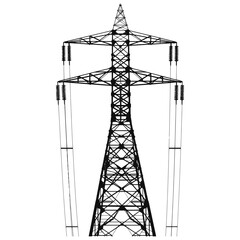 Silhouette electrical transmission tower black color only