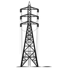 Silhouette electrical transmission tower black color only