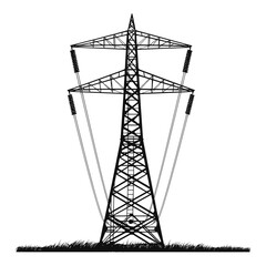 Silhouette electrical transmission tower black color only