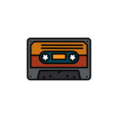 Original vector illustration. The contour icon of a retro audio cassette.