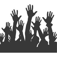Obraz premium Silhouette hands raised at a music festival black color only