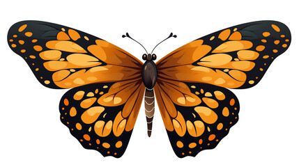 Bright Orange Butterfly with Elegant Patterns, Vector Artwork for Nature and Spring Themes