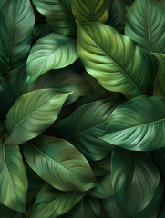 Obraz premium A detailed and artistic arrangement of Spathiphyllum leaves with rich green hues.