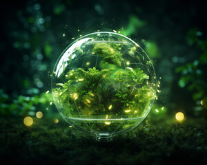 Futuristic Green Energy Background Incorporating Clean Power Concepts - obrazy, fototapety, plakaty