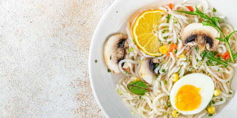 ramen soup asian bowl tasty fresh eating cooking meal food snack on the table copy space food...