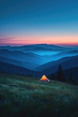 Starry night in mountain camping
