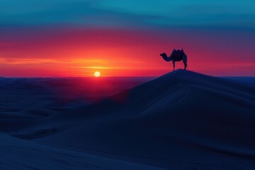 Fototapeta na wymiar Majestic camel on the sands at dusk