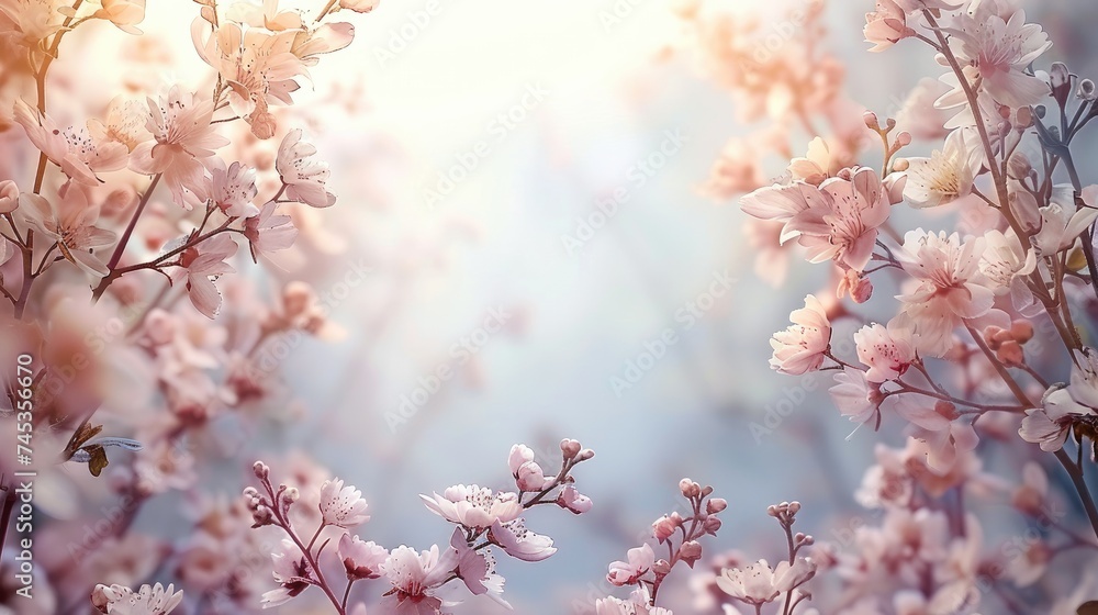 Poster create an empty wedding invitation, bathed in soft pastels and ethereal light. design a delicate fra