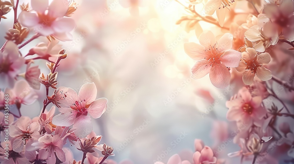 Poster create an empty wedding invitation, bathed in soft pastels and ethereal light. design a delicate fra