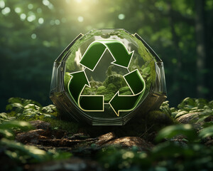 Glob Waste Recycle Symbol Green Space Isolation - obrazy, fototapety, plakaty
