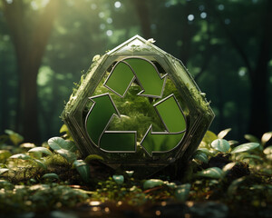 Glob Waste Recycle Symbol Green Space Isolation - obrazy, fototapety, plakaty