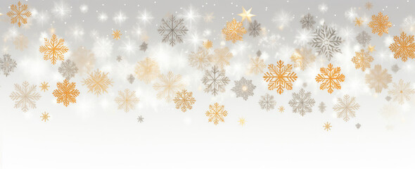 White and Gold Christmas Background With Snowflakes