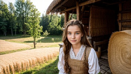 A Russian girl in the village.