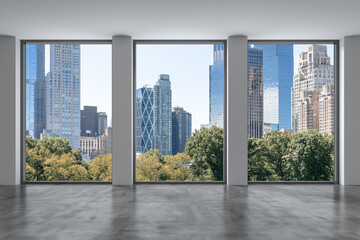 Empty room Interior Skyscrapers View Cityscape. Central Park Midtown New York City Manhattan...