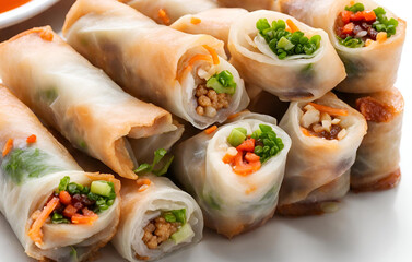 Delicious chinese spring rolls vietnamese wrapped food
