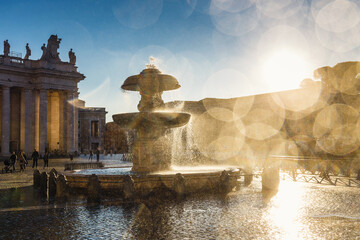 view of the Fountain in Saint Peter's Square in the Vatican, Rome - 745359677
