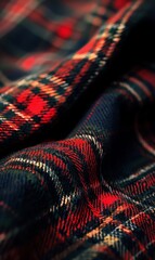 Tartan fabric, macro view. Closeup of plaid cloth.