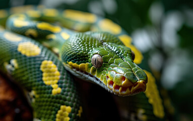 Fototapeta premium Close up of a green snake