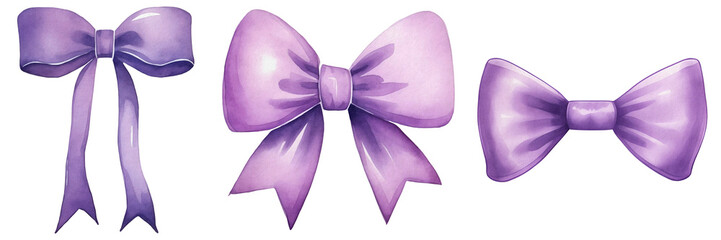 watercolor purple bows, illustration Bow PNG