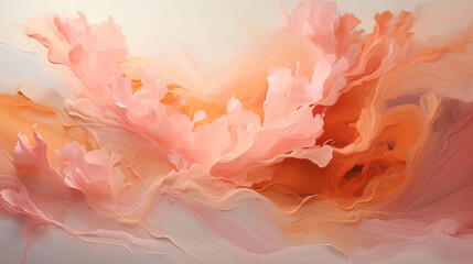 Smears of oil paint, peach color. Colorful abstract paint banner