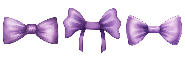 watercolor purple Bow, purple ribbon bow clipart