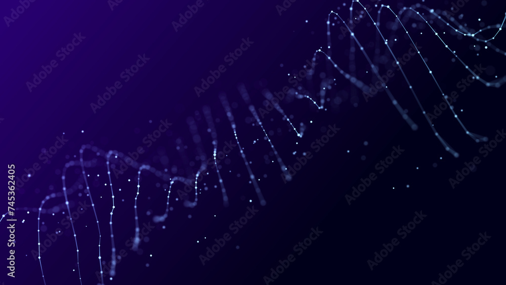 Poster futuristic wave of smooth lines.wire network technologies.cyber security background. 3d rendering.
