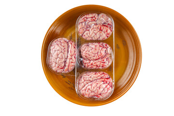 pork brain raw edible offal meat food tasty fresh eating cooking meal food snack on the table copy space food background rustic top view