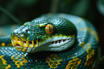 Obraz premium Close up of a green snake