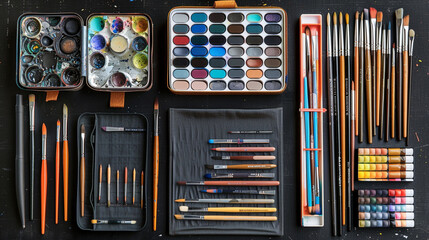 A set of high-quality art supplies for the aspiring artist to explore their creativity and talent — Creation and Development, Success and Achievement, Love and Respect