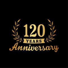 Celebrating 120 years anniversary logo design template. 120th anniversary celebrations logotype. Vector and illustrations.