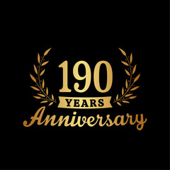 Celebrating 190 years anniversary logo design template. 190th anniversary celebrations logotype. Vector and illustrations.