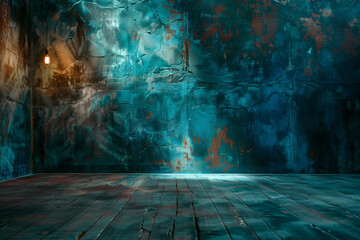 A vibrant screenshot captures the serenity of a blue room - obrazy, fototapety, plakaty