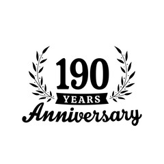 Celebrating 190 years anniversary logo design template. 190th anniversary celebrations logotype. Vector and illustrations.