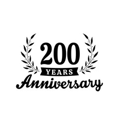 Celebrating 200 years anniversary logo design template. 200th anniversary celebrations logotype. Vector and illustrations.
