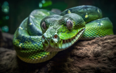 Obraz premium Close up of a green snake