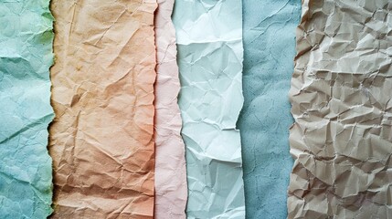 Different paper crumpled texture concept wallpaper background