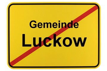 Illustration eines Ortsschildes der Gemeinde Luckow in Mecklenburg-Vorpommern