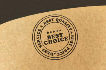 Best seller concept. Best choice, best price, best quality stamp label design on cardboard. 