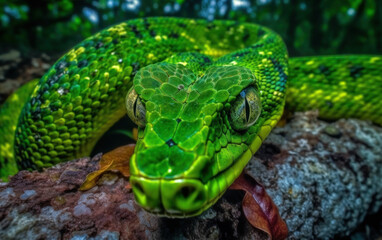 Fototapeta premium Close up of a green snake
