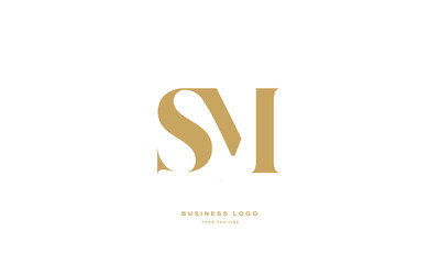 SM, MS, S, M, Abstract Letters Logo Monogram - obrazy, fototapety, plakaty