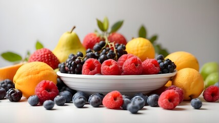 fruit salad with berries background