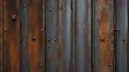 Fototapeta premium old wooden door A grunge metal texture that looks realistic and detailed, the metal has a dark gray color 