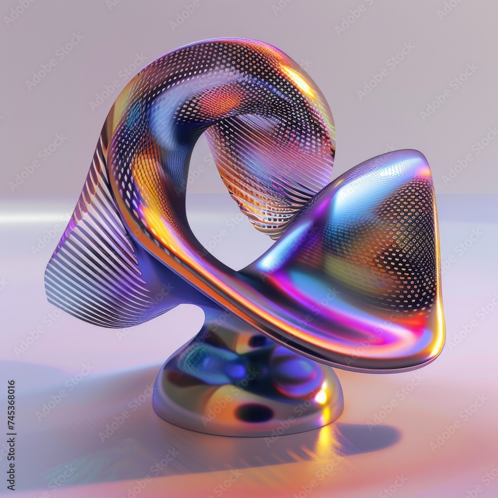 Poster holo abstract 3d shape. ai generative.