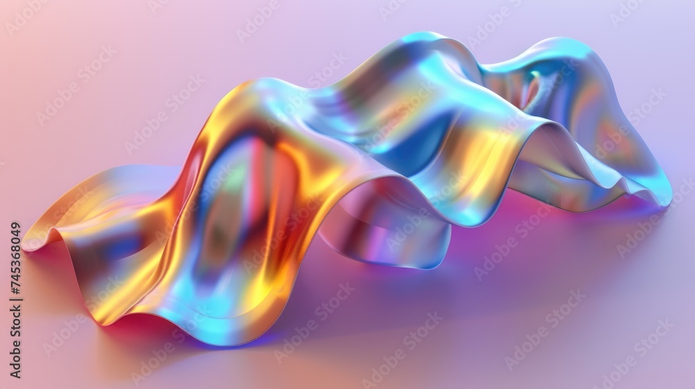 Poster holo abstract 3d shape. glitch effect. ai generative.